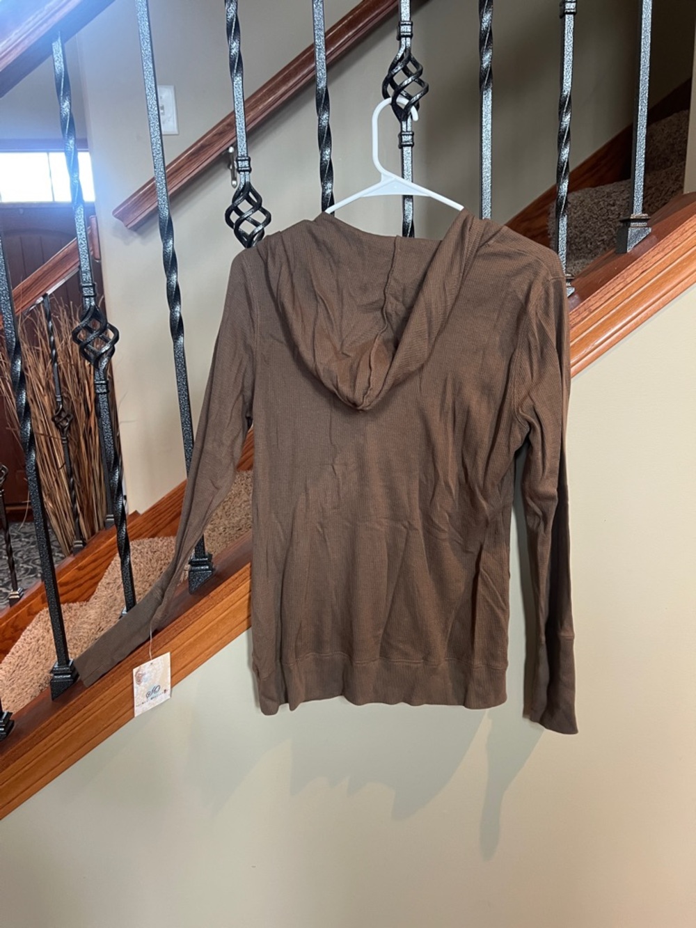So Wear It Declare It Brown Hooded V-Neck Pullover - Picture 7 of 7